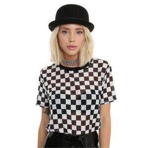 Hot Topic Black & White Checkered Women’s Mesh Top S/M